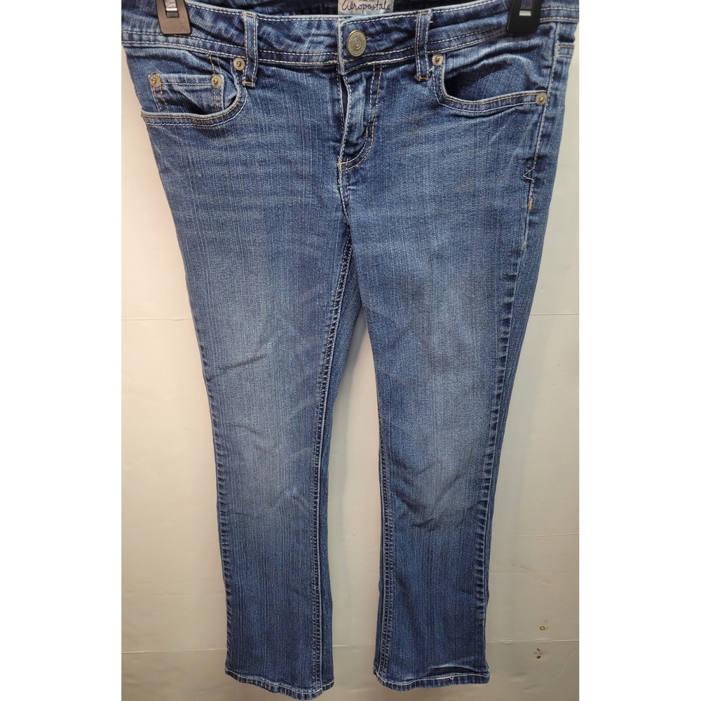 Aeropostale Blue Denim Jeans Embroidered Pockets Casual Pants boot cut sz28